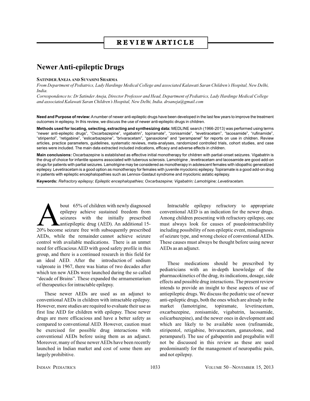 Newer Anti-Epileptic Drugs