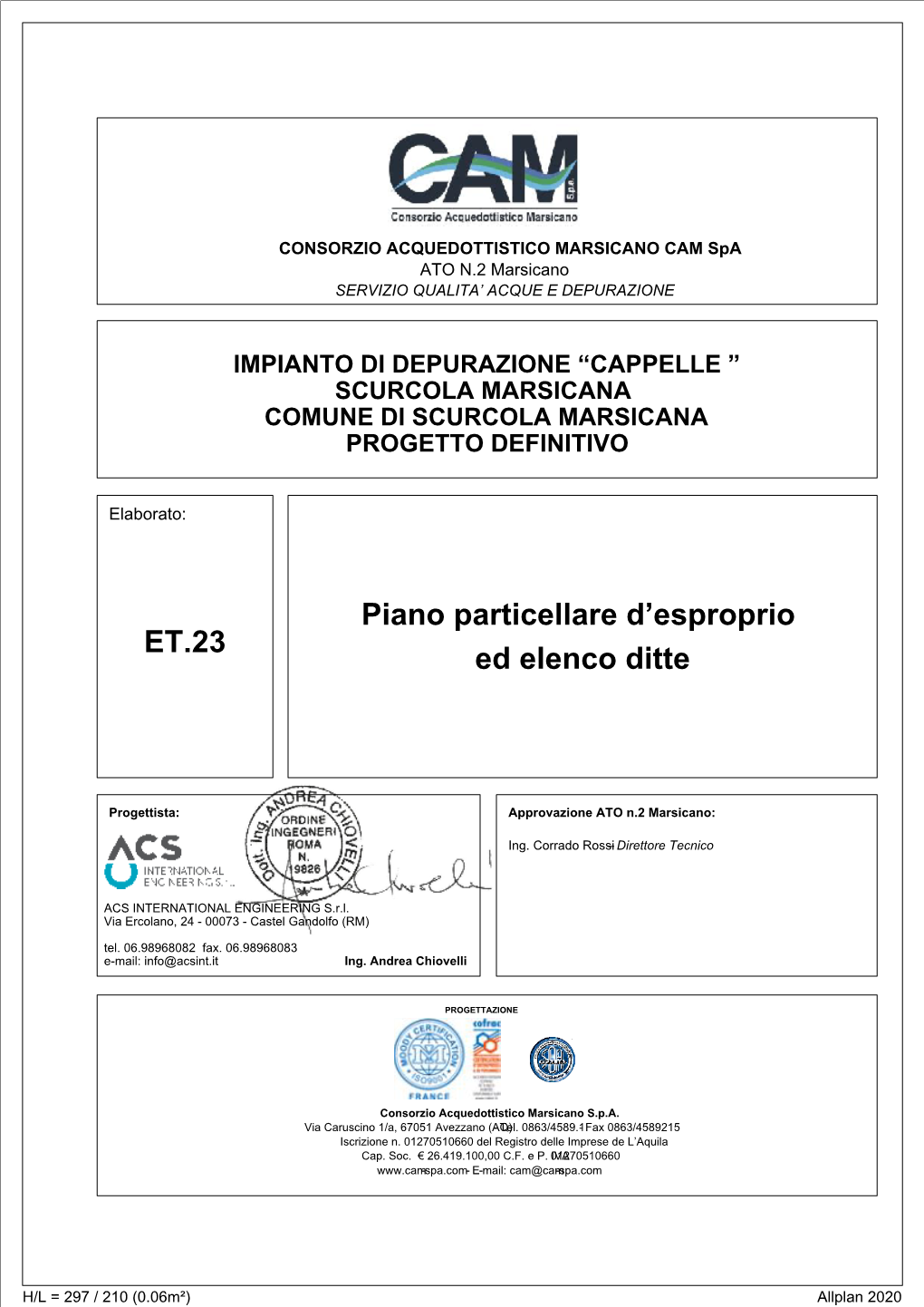 ET.23 Piano Particellare D'esproprio Ed Elenco Ditte