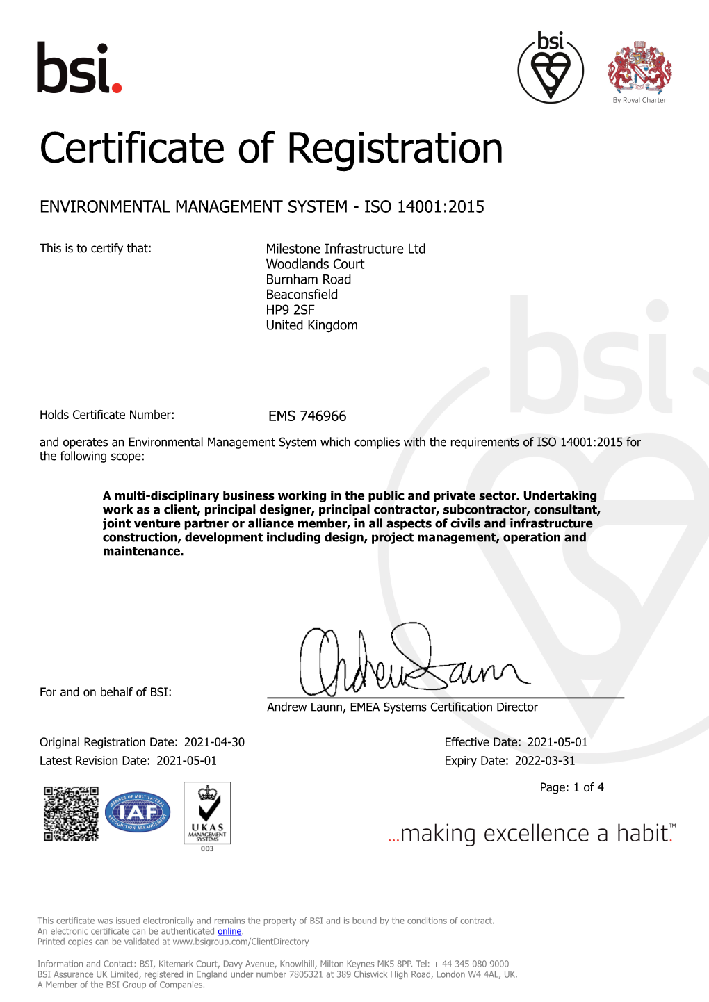 Milestone Infrastructure Ltd Woodlands Court Burnham Road Beaconsfield HP9 2SF United Kingdom