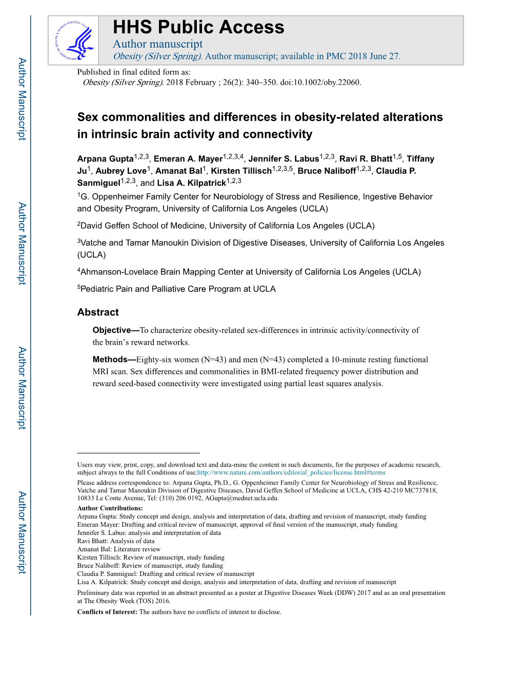 Sex Commonalities and Differences in Obesity-Related Alterations in Intrinsic Brain Activity and Connectivity