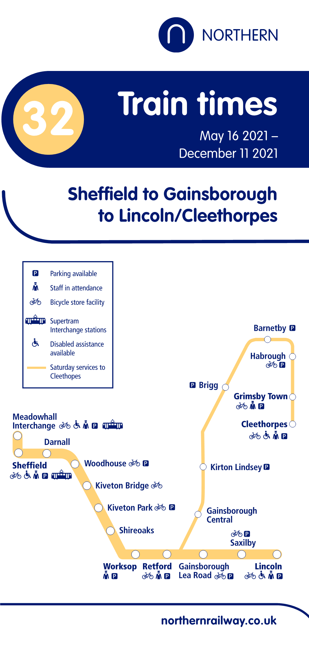32 Train Times Sheffield to Gainsborough to Lincoln/Cleethorpes