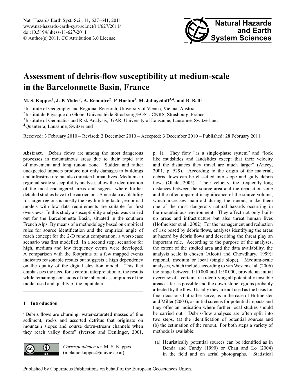 Assessment of Debris-Flow Susceptibility at Medium-Scale In