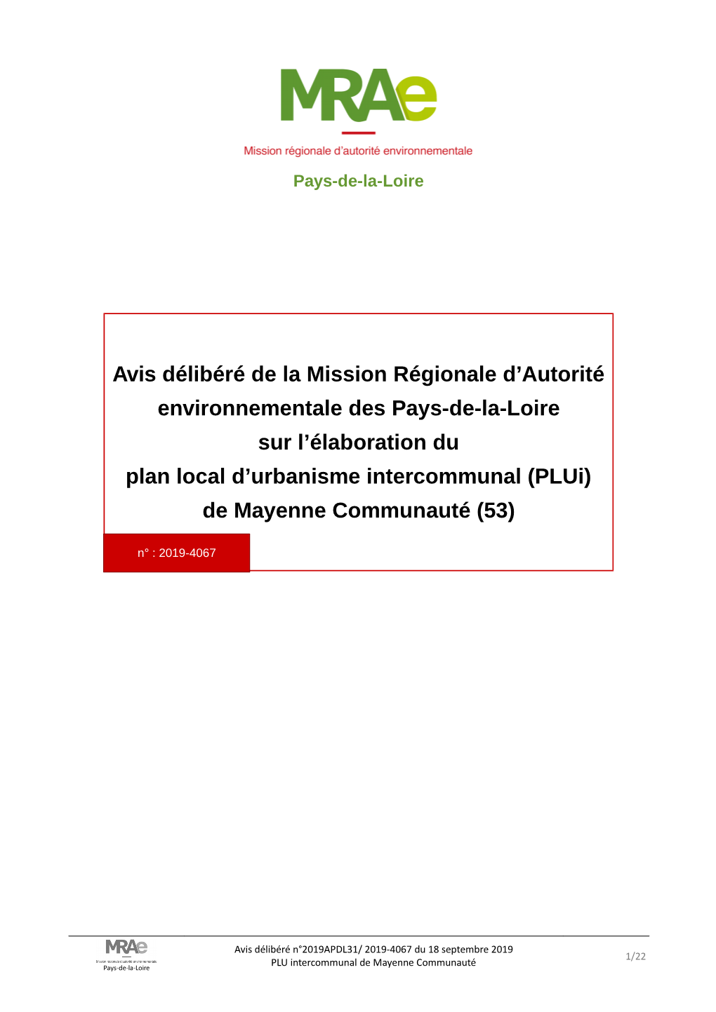 Plui) De Mayenne Communauté (53