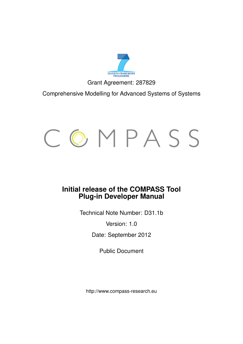 Initial Release of the COMPASS Tool Plug-In Developer Manual