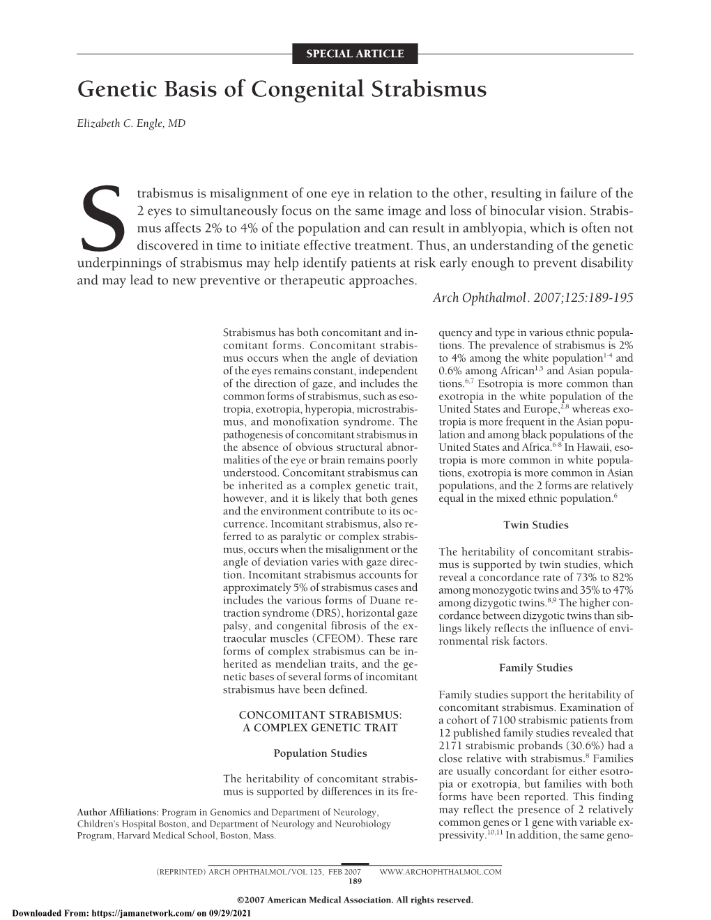 Genetic Basis of Congenital Strabismus