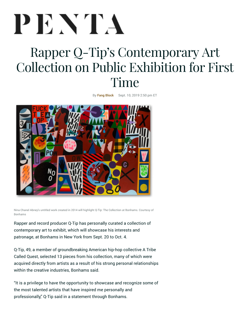 Rapper Q-Tip's Contemporary Art Collection on Public Exhibition For