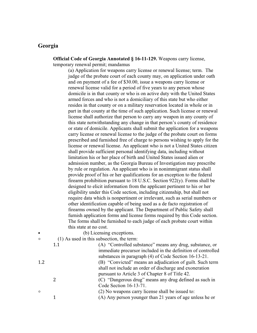 Official Code of Georgia Annotated 16-11-129. Weapons Carry License, Temporary Renewal