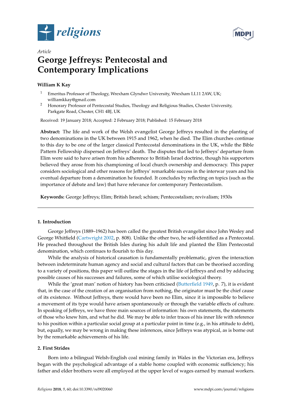 George Jeffreys: Pentecostal and Contemporary Implications