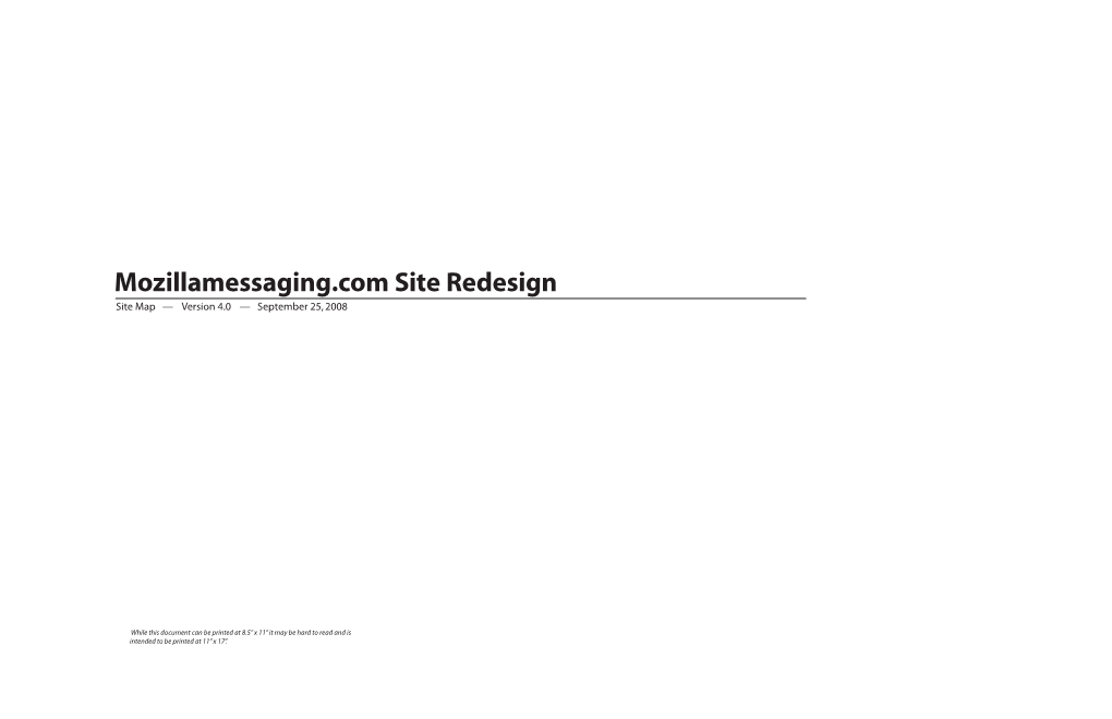 Mozillamessaging.Com Site Redesign Site Map — Version 4.0 — September 25, 2008