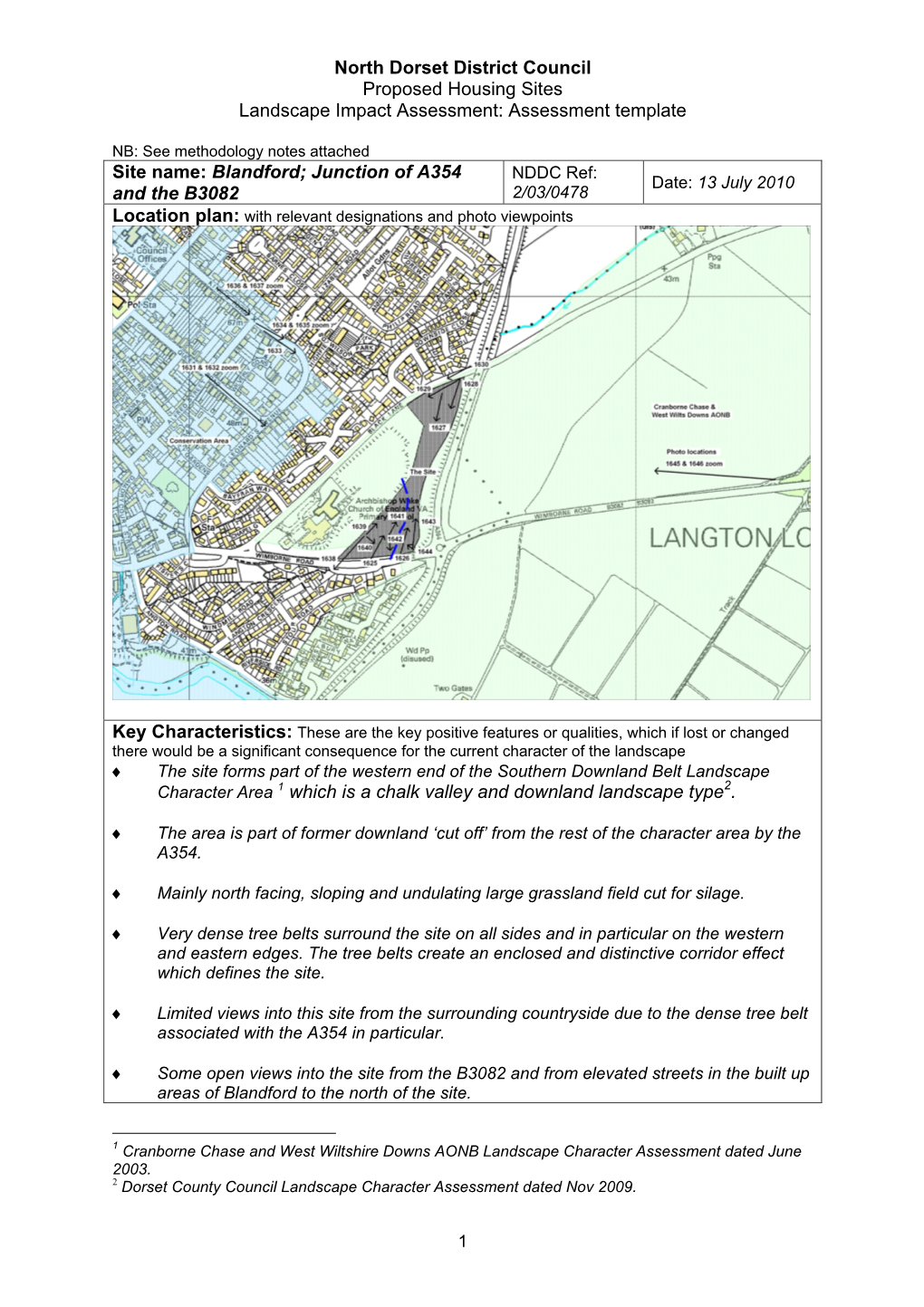 Landscape Impact Assessment: Assessment Template