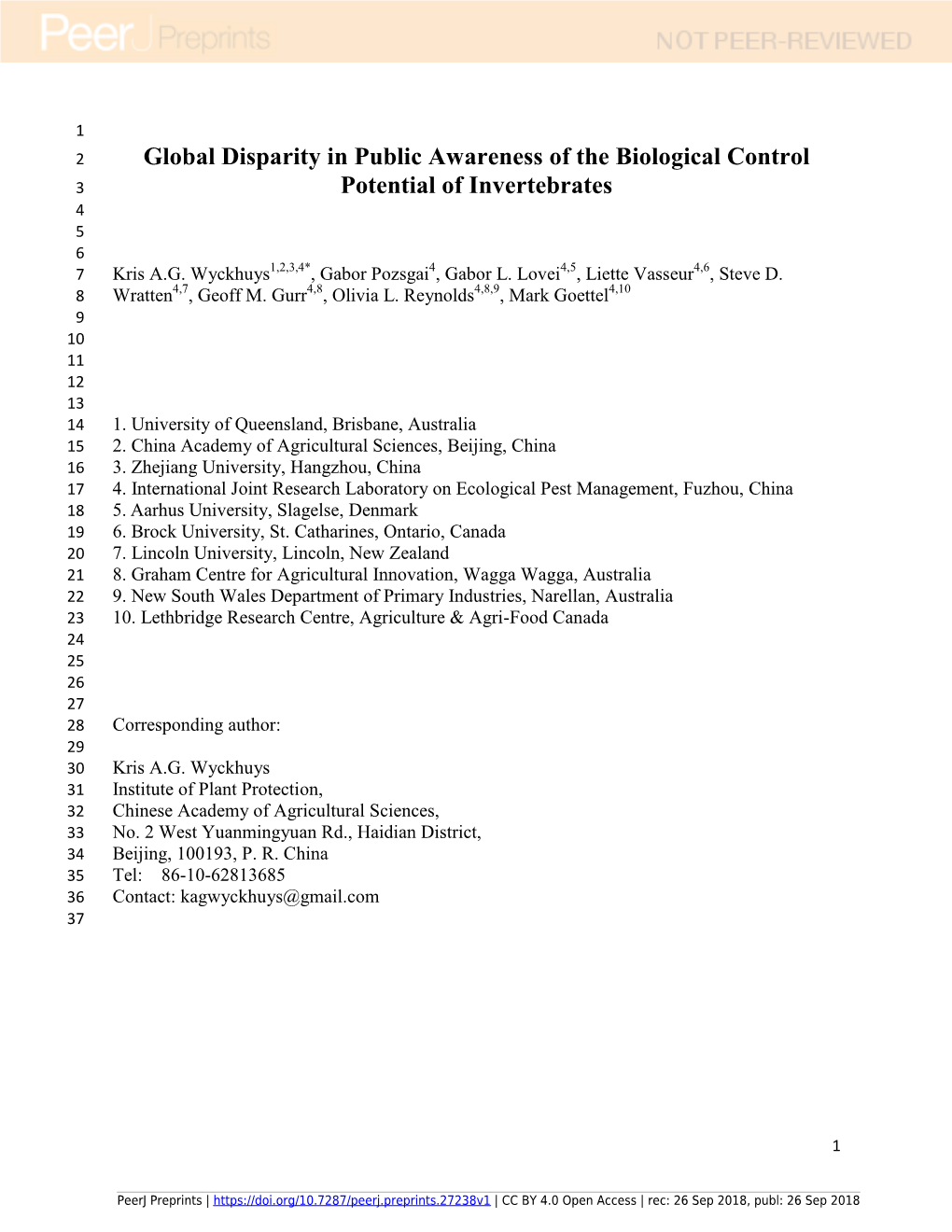 Global Disparity in Public Awareness of the Biological Control Potential of Invertebrates