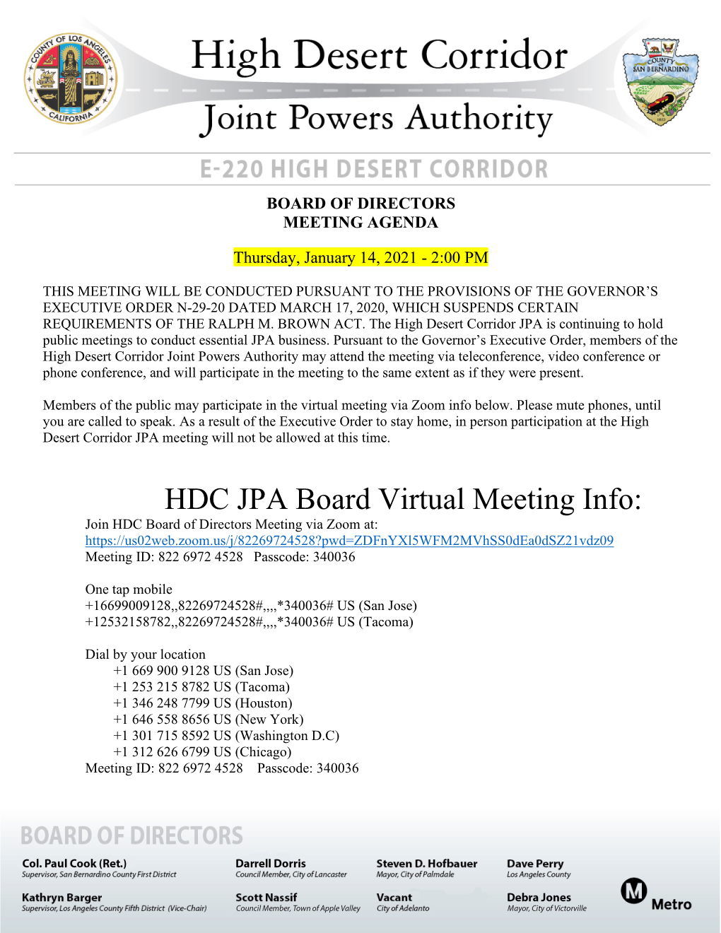 HDC JPA Board Virtual Meeting Info