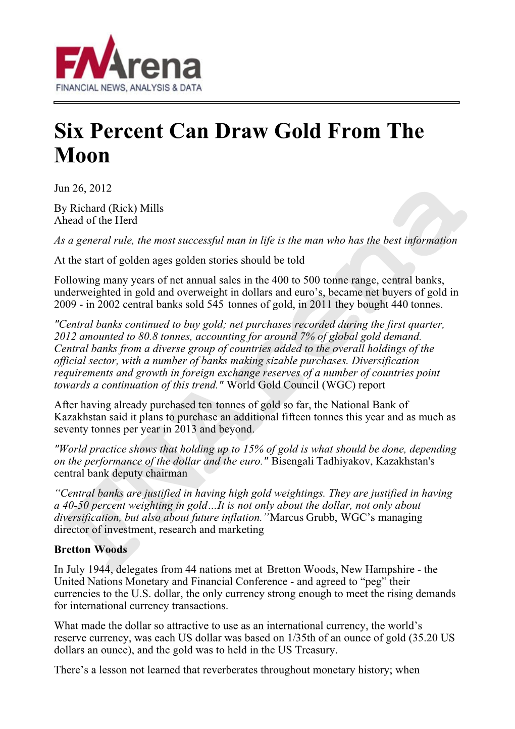 Six Percent Can Draw Gold from the Moon