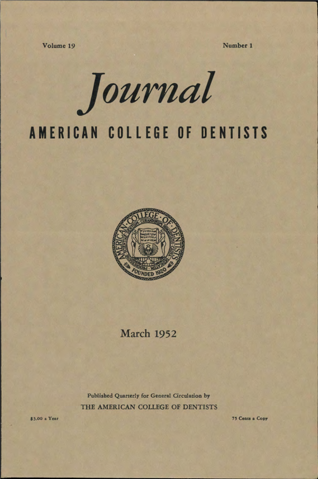 Journal AMERICAN COLLEGE of DENTISTS