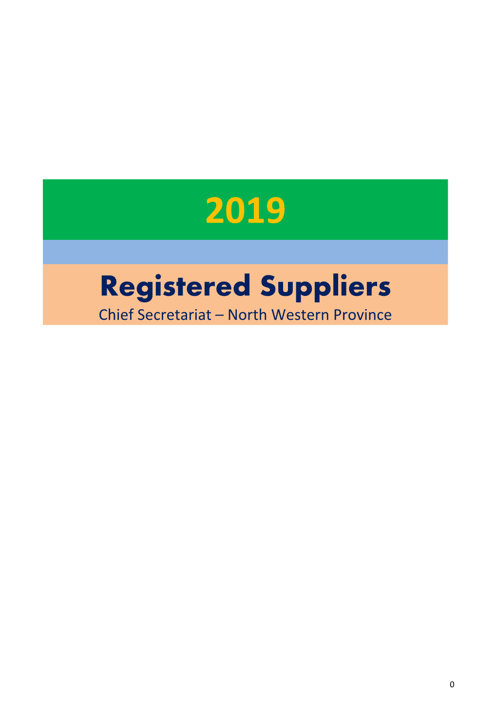 Registered Suppliers Chief Secretariat – North Western Province