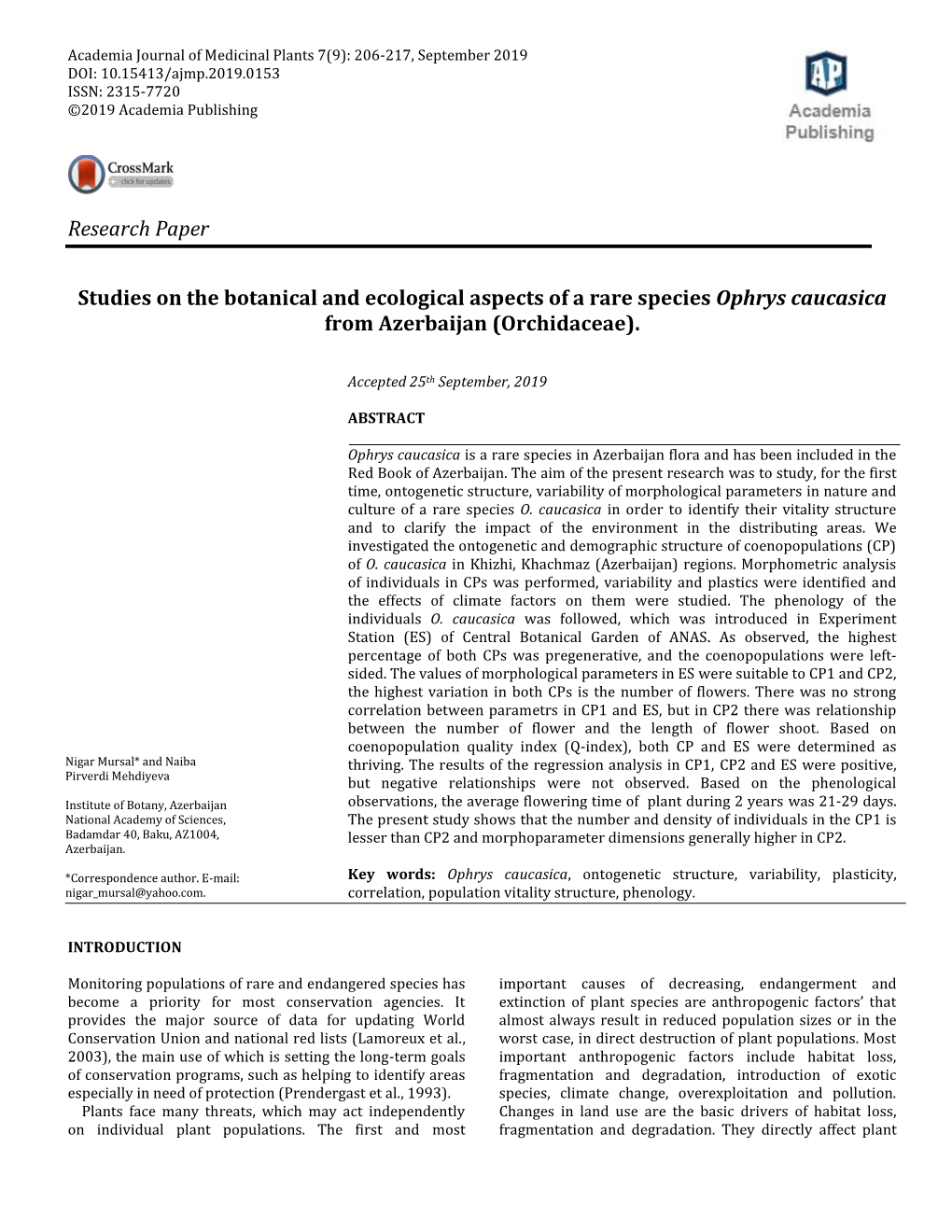 Research Paper Studies on the Botanical