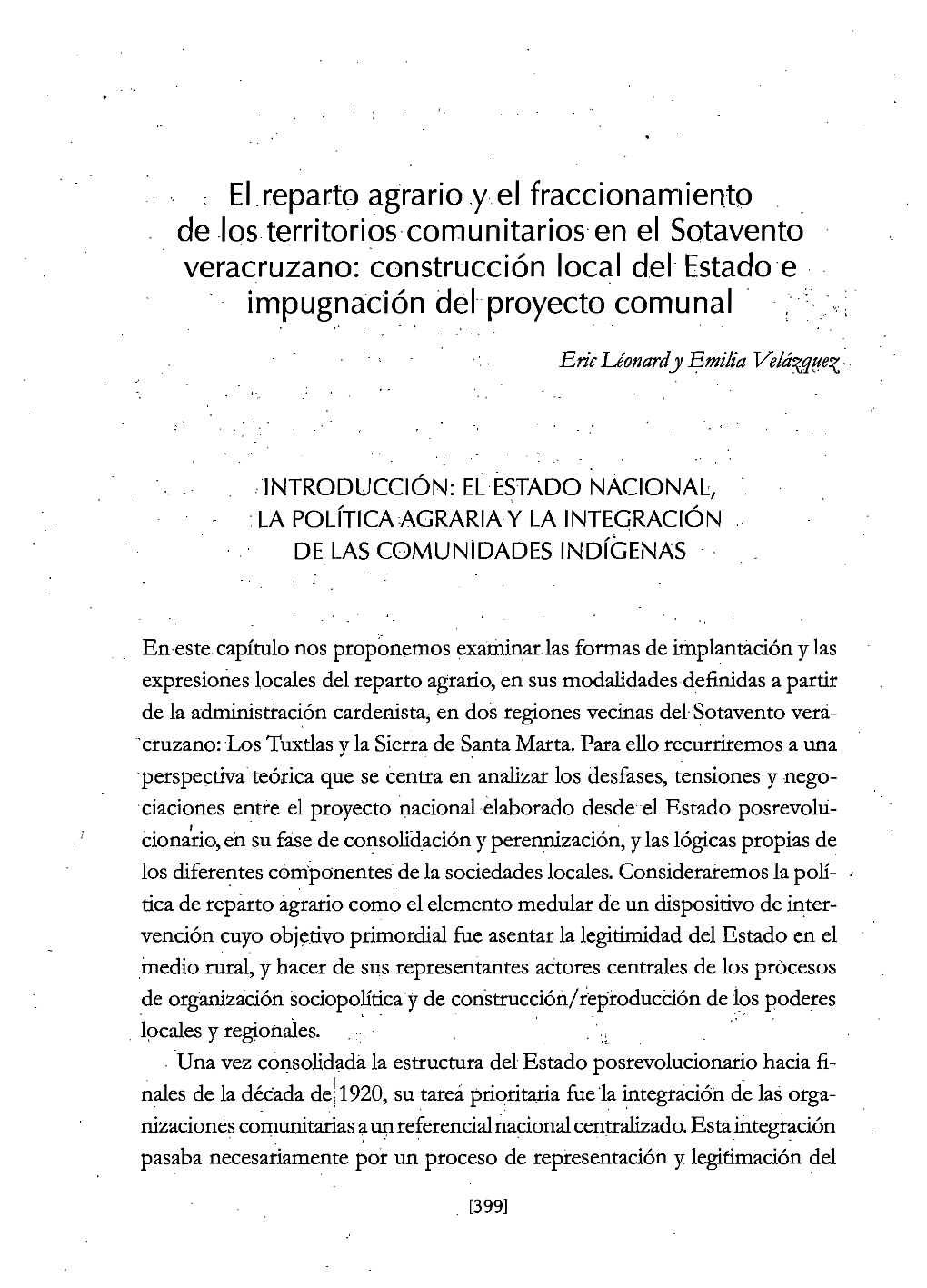 El Reparto Agrario Y El Fraccionamiento De Los Territorios Comunitarios 401