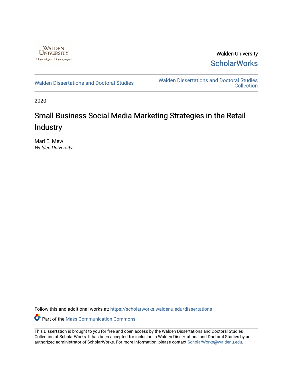 Small Business Social Media Marketing Strategies in the Retail Industry