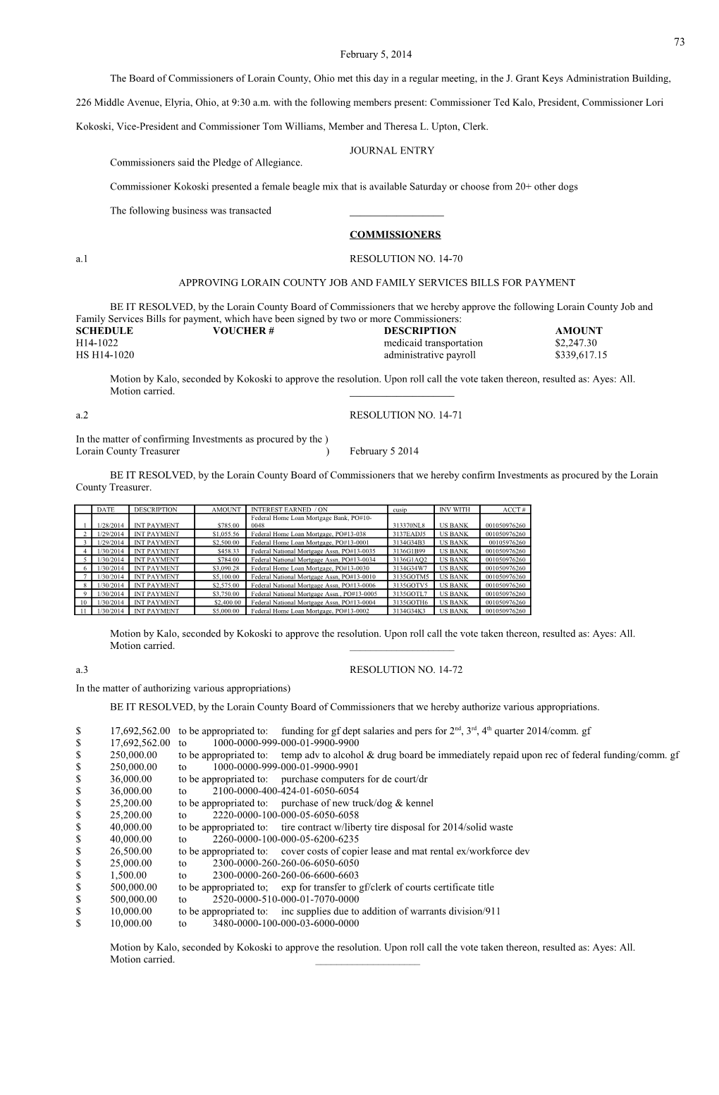 The Board of Commissioners of Lorain County, Ohio Met This Day in a Regular Meeting, In s3