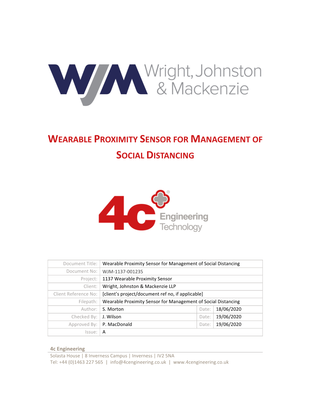 Wearable Proximity Sensor for Management of Social Distancing