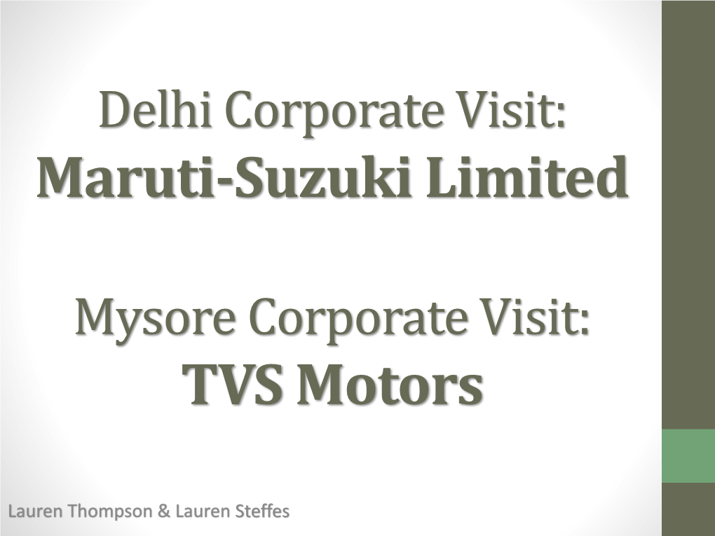 Maruti-Suzuki Limited TVS Motors