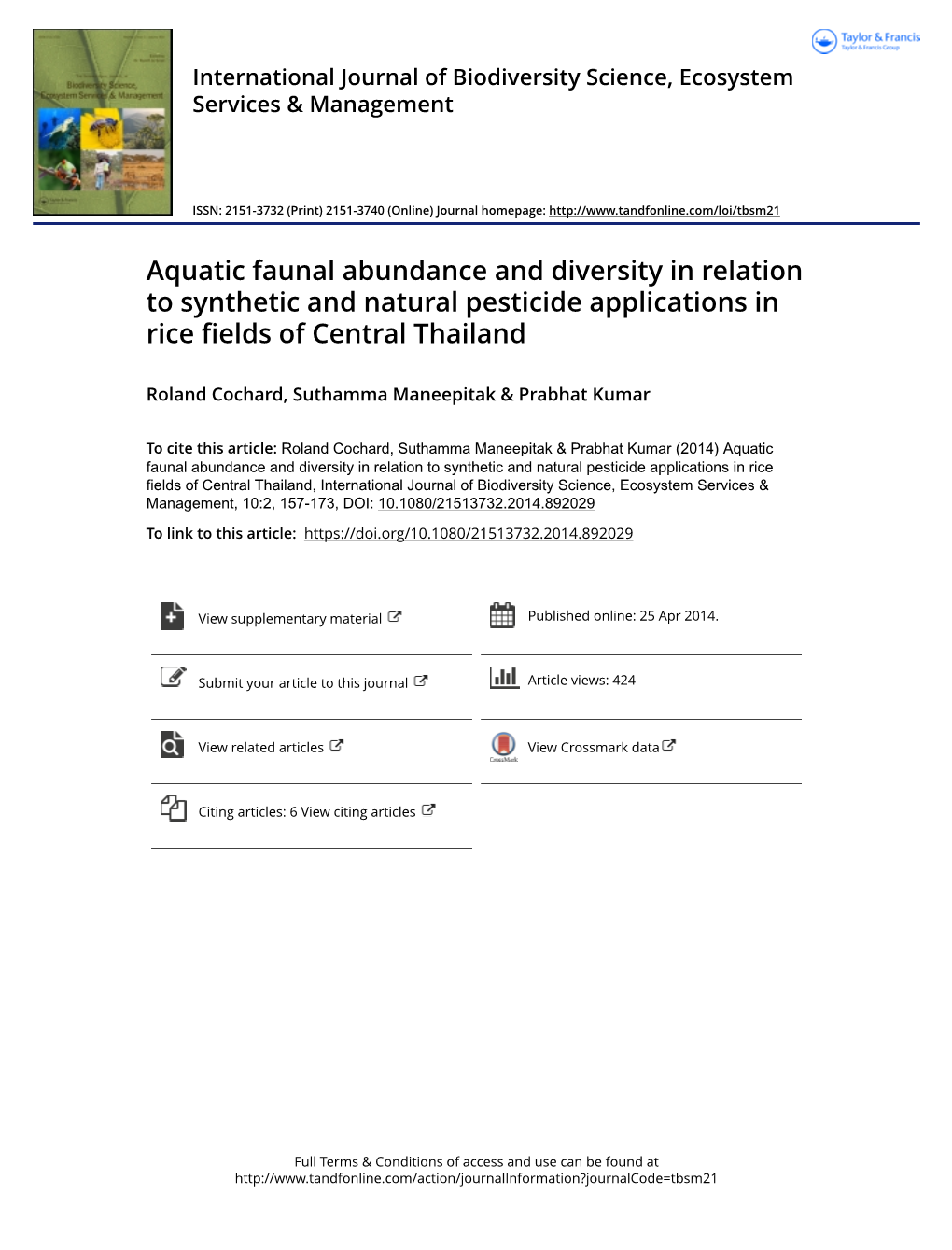 Aquatic Faunal Abundance and Diversity in Relation to Synthetic and Natural Pesticide Applications in Rice Fields of Central Thailand