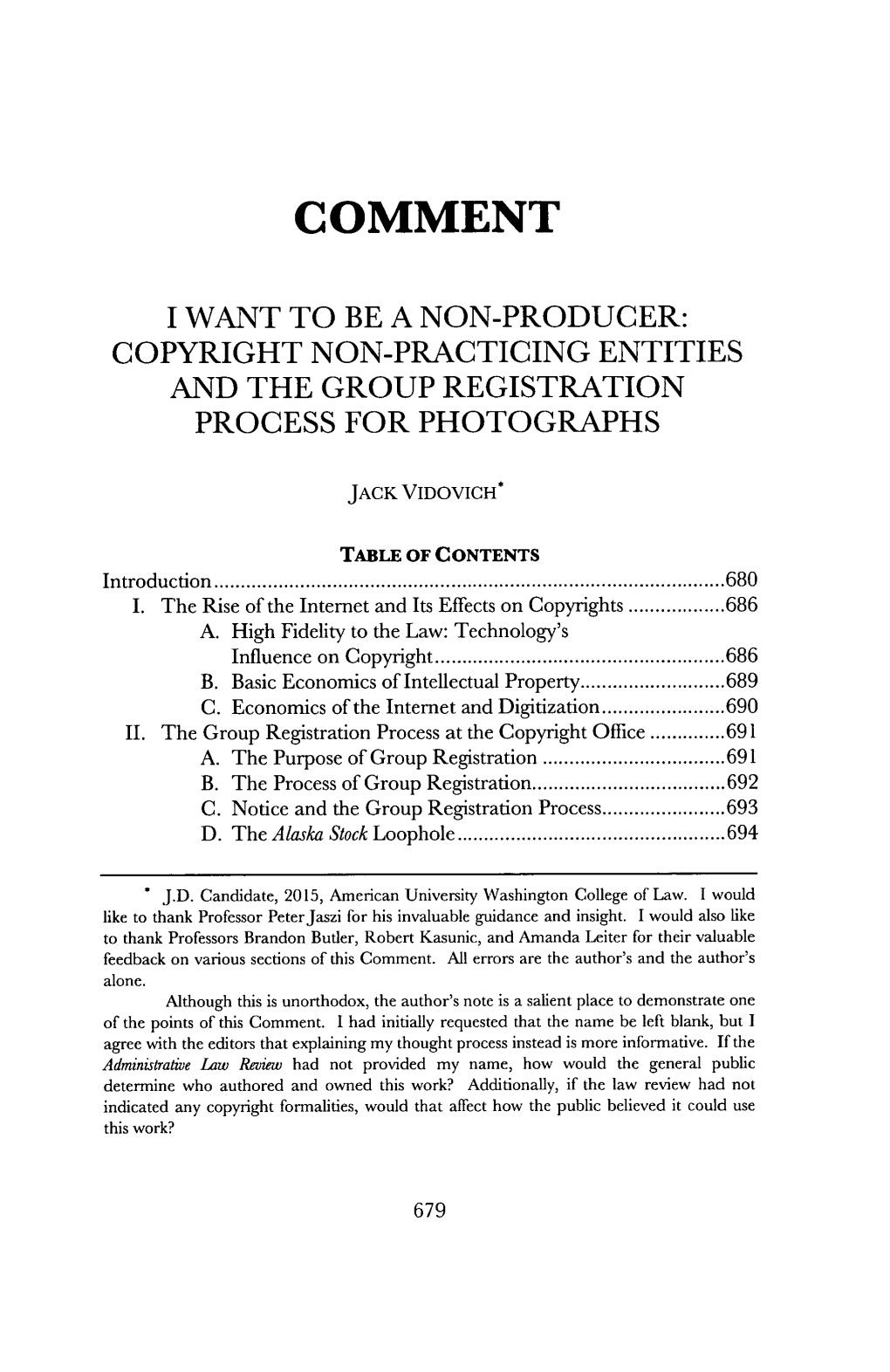 Copyright Non-Practicing Entities and the Group Registration Process for Photographs