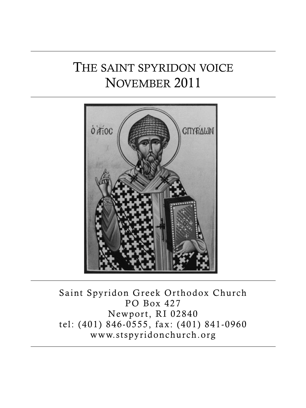 The Saint Spyridon Voice November 2011