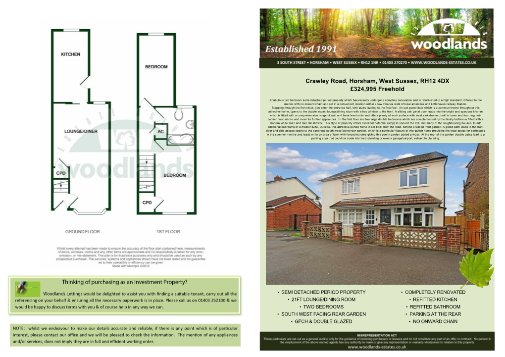 Crawley Road, Horsham, West Sussex, RH12 4DX £324,995 Freehold