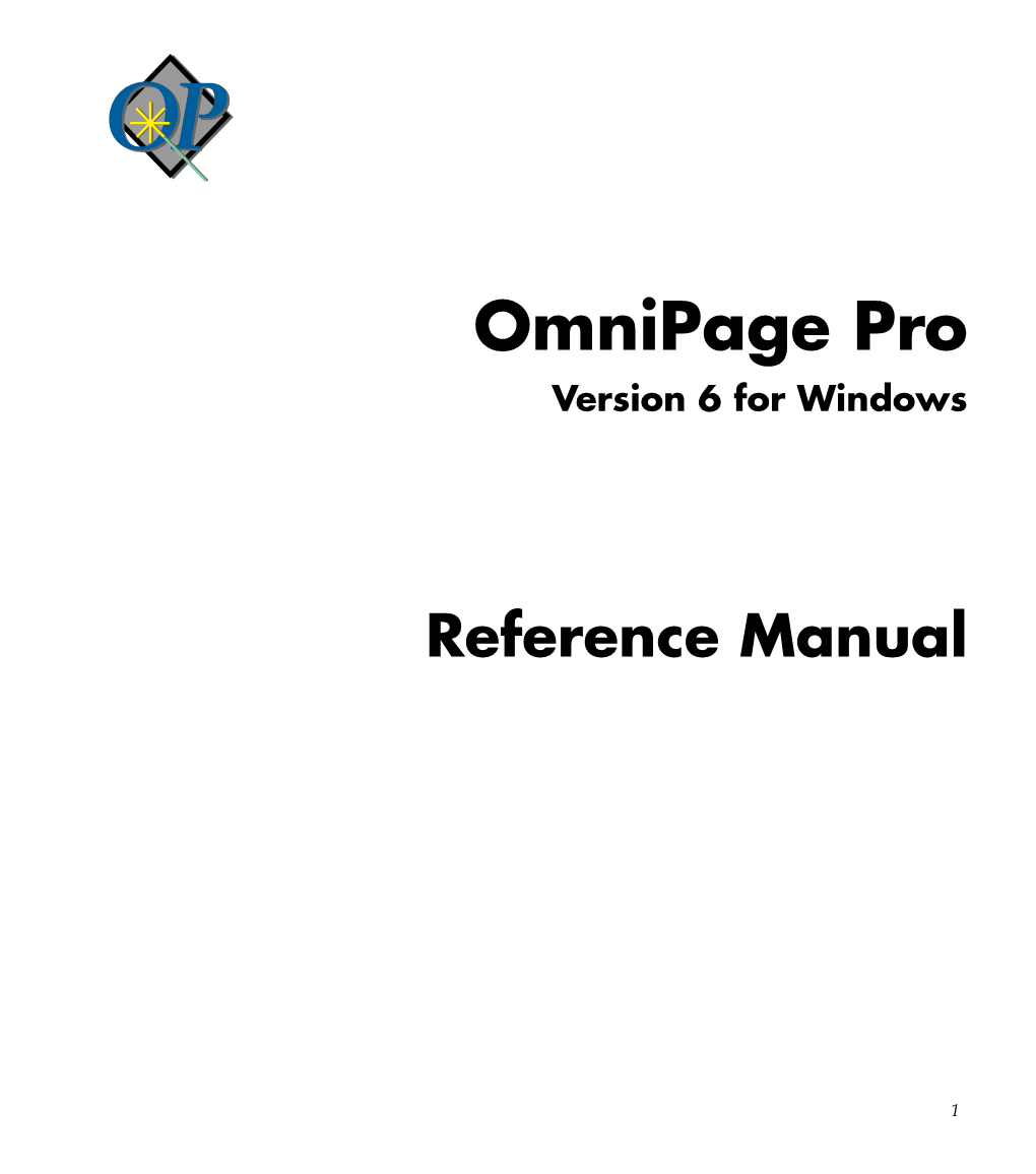 Omnipage Pro Version 6 for Windows