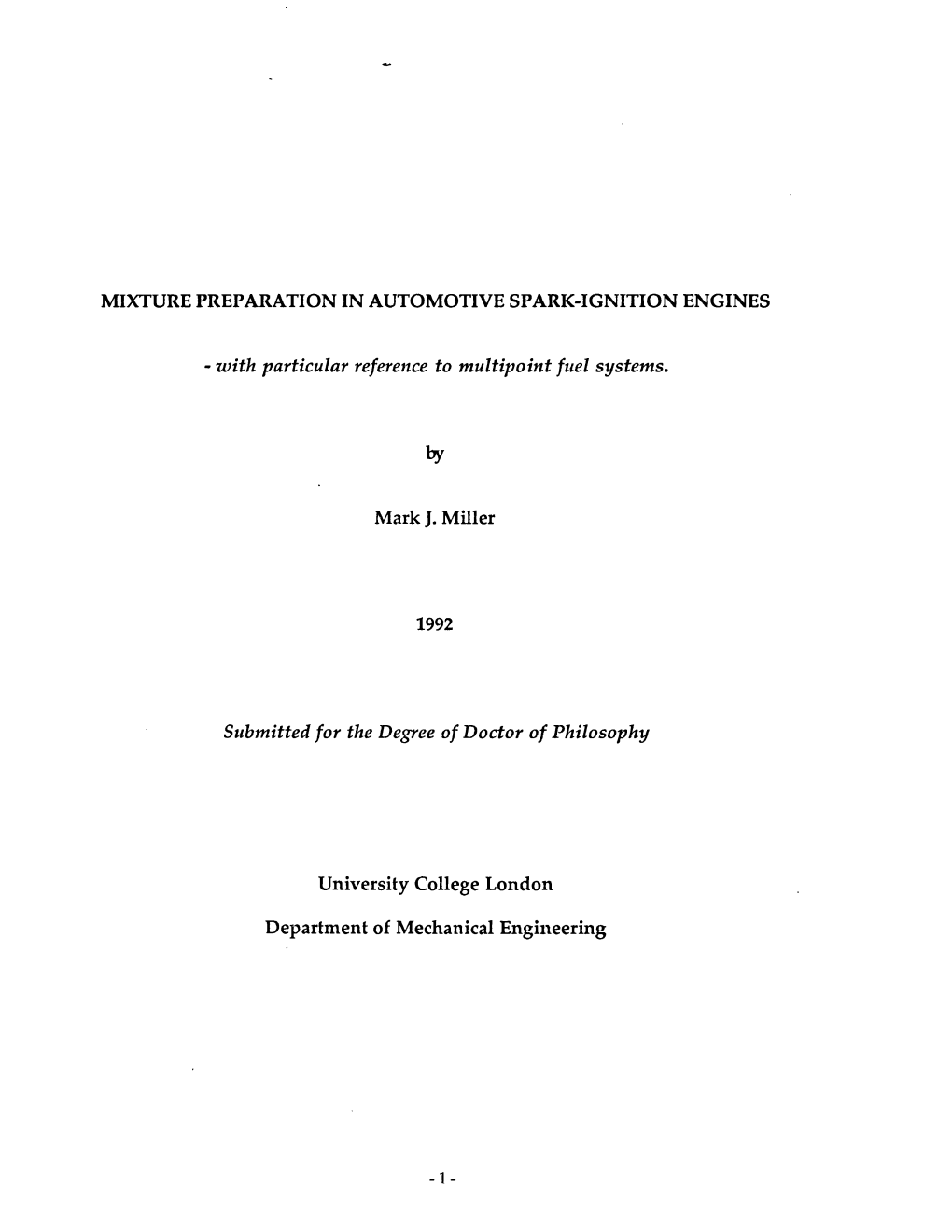 Mixture Preparation in Automotive Spark-Ignition Engines