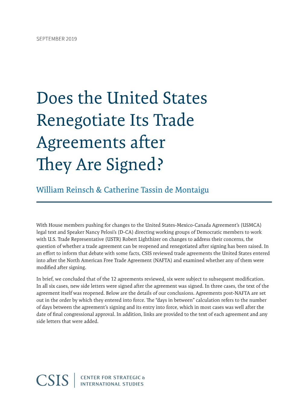 Does the United States Renegotiate Its Trade Agreements After They Are Signed?