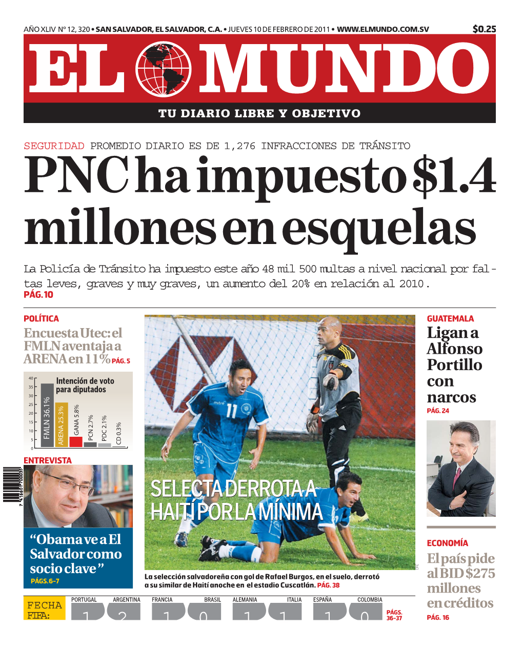 ECONOMÍA Salvador Como El País Pide Socio Clave ” EFE La Selección Salvadoreña Con Gol De Rafael Burgos, En El Suelo, Derrotó Al BID $275 PÁGS