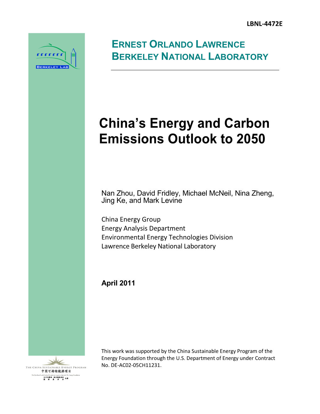 China's Energy and Carbon Emissions