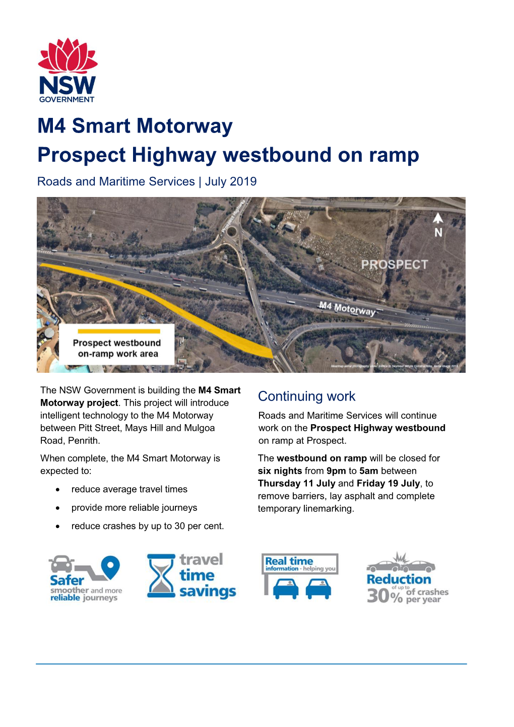 M4 Smart Motorway Prospect Highway Westbound on Ramp