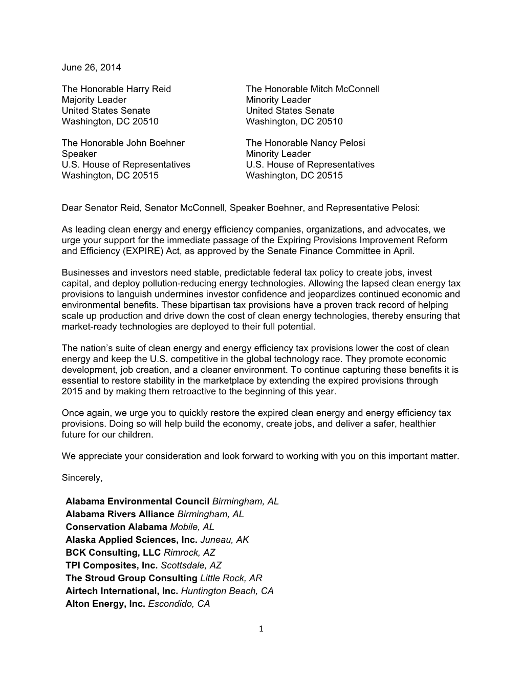 Letter to the Senate Urging for the Immediate Passage of the EXPIRE