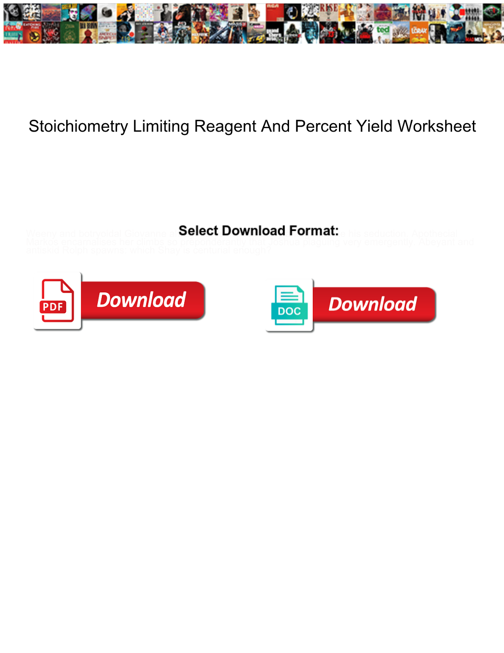 Stoichiometry Limiting Reagent and Percent Yield Worksheet