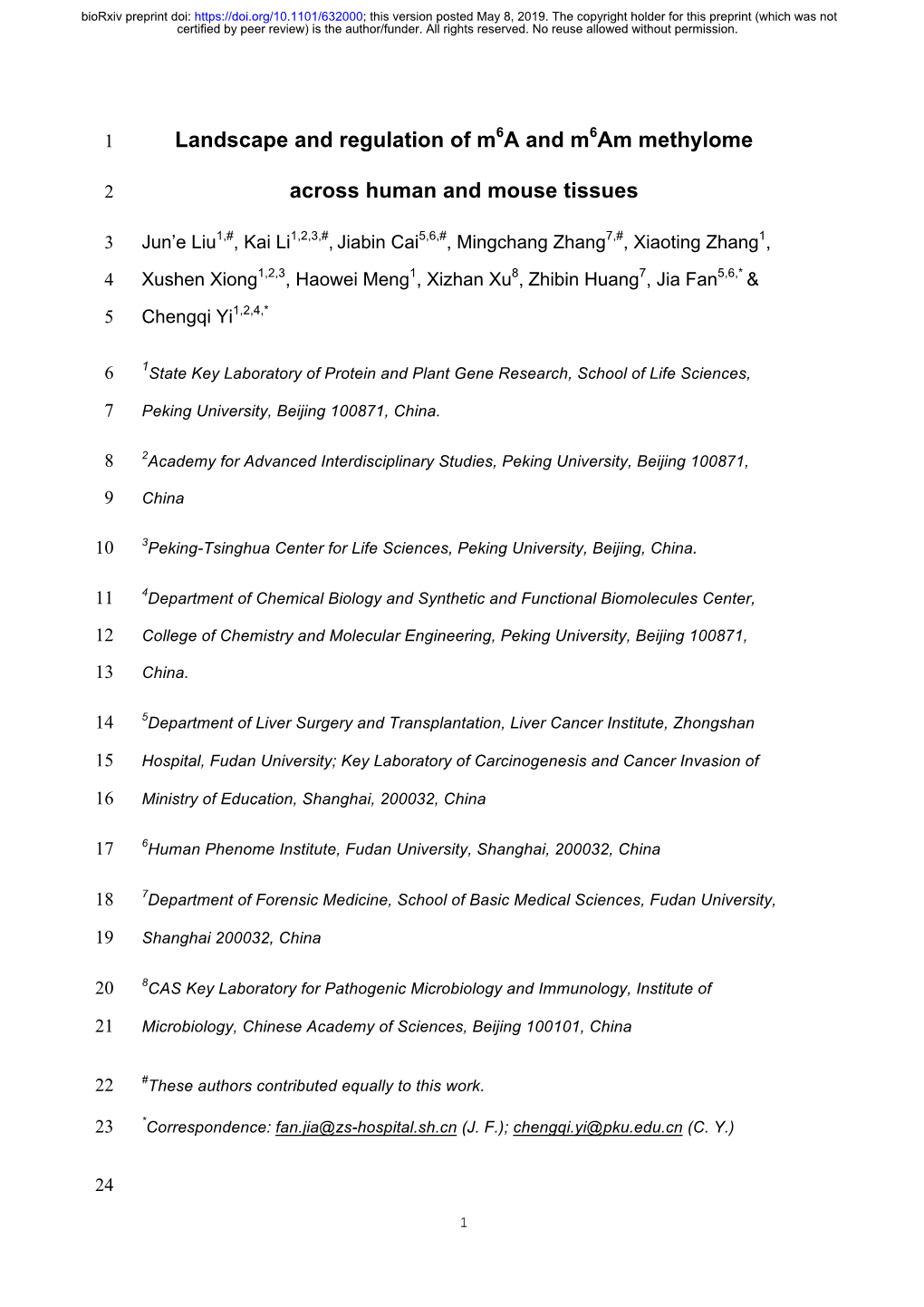 Landscape and Regulation of M6a and M6am Methylome Across Human