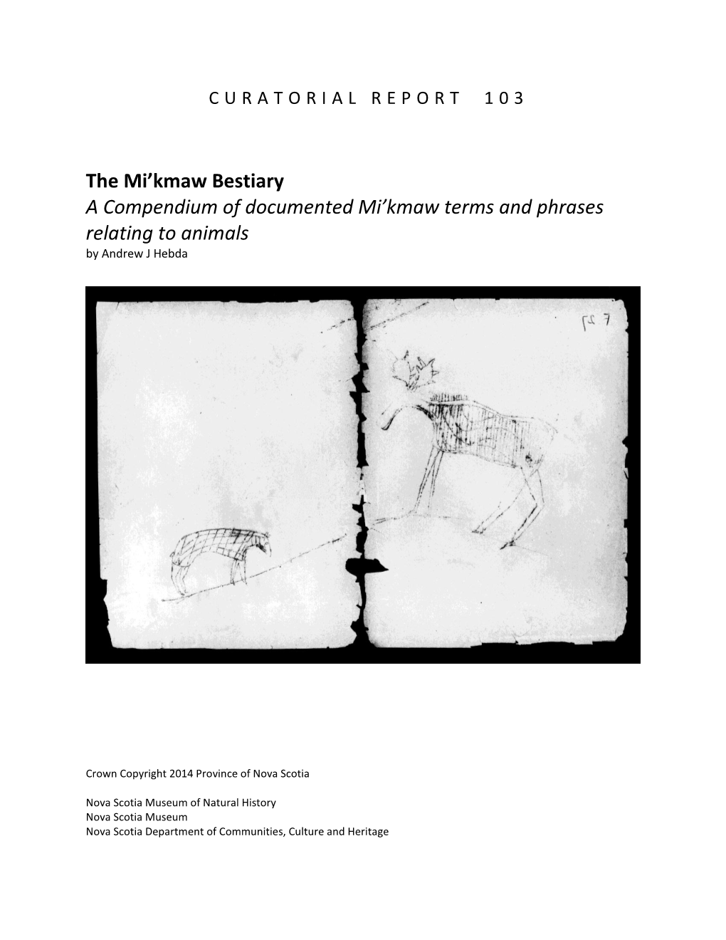 The Mi'kmaw Bestiary a Compendium of Documented Mi'kmaw Terms And