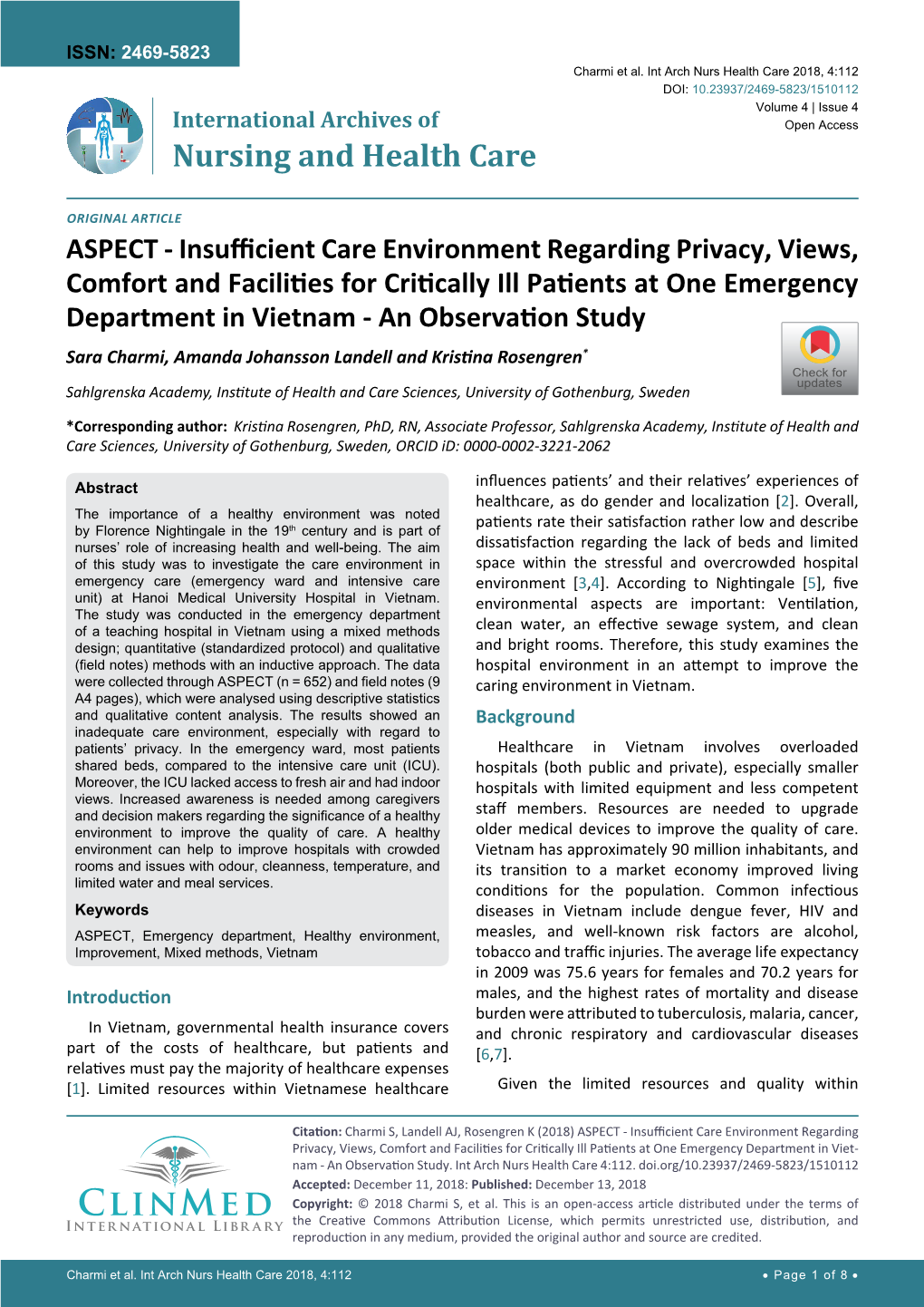 Insufficient Care Environment Regarding Privacy, Views, Comfort