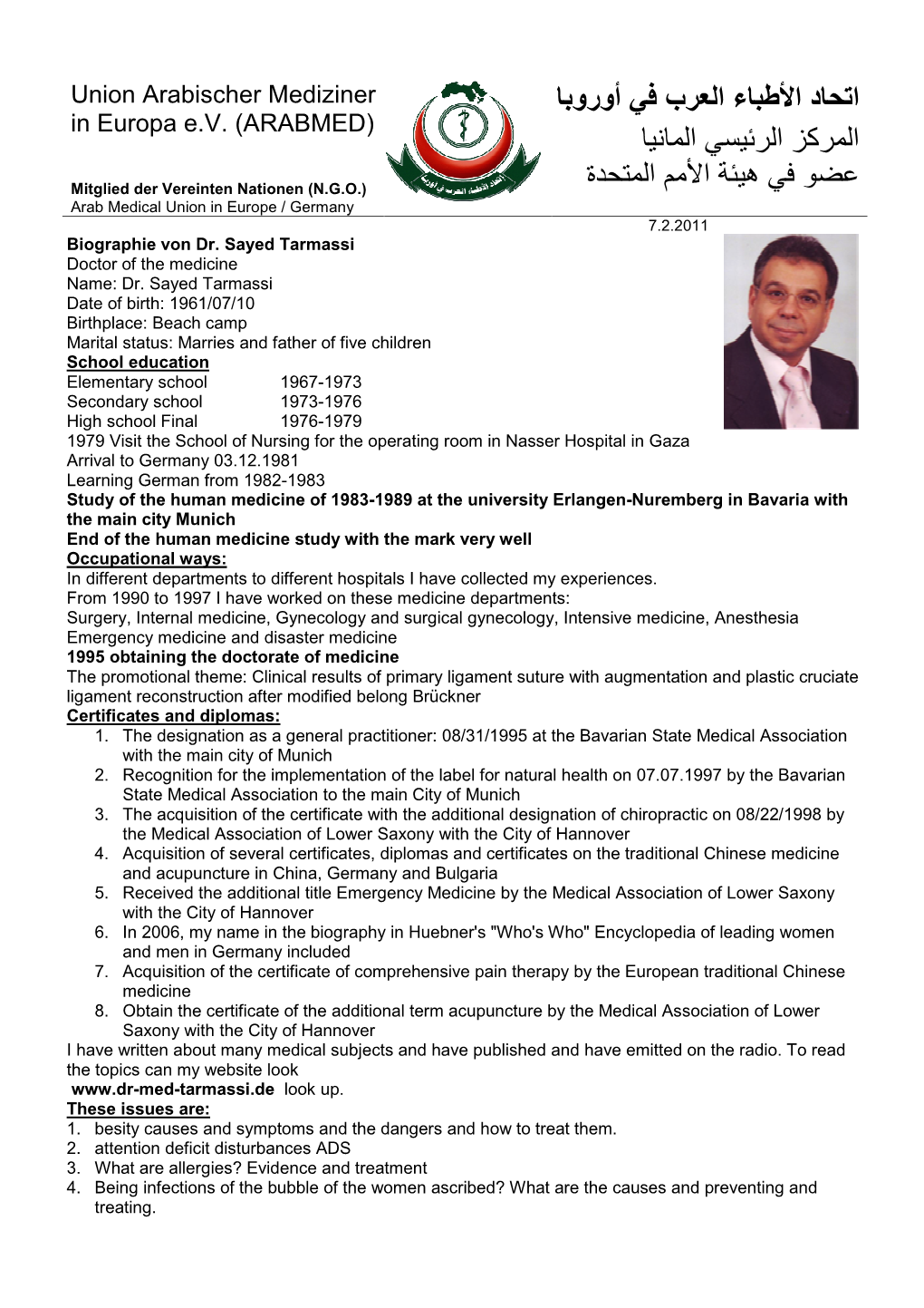 CV Dr. Tramassi English