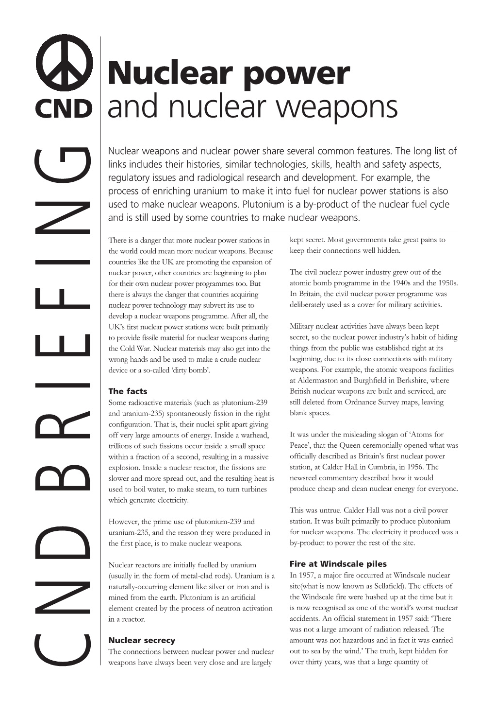 Nuclear Power and Nuclear Weapons