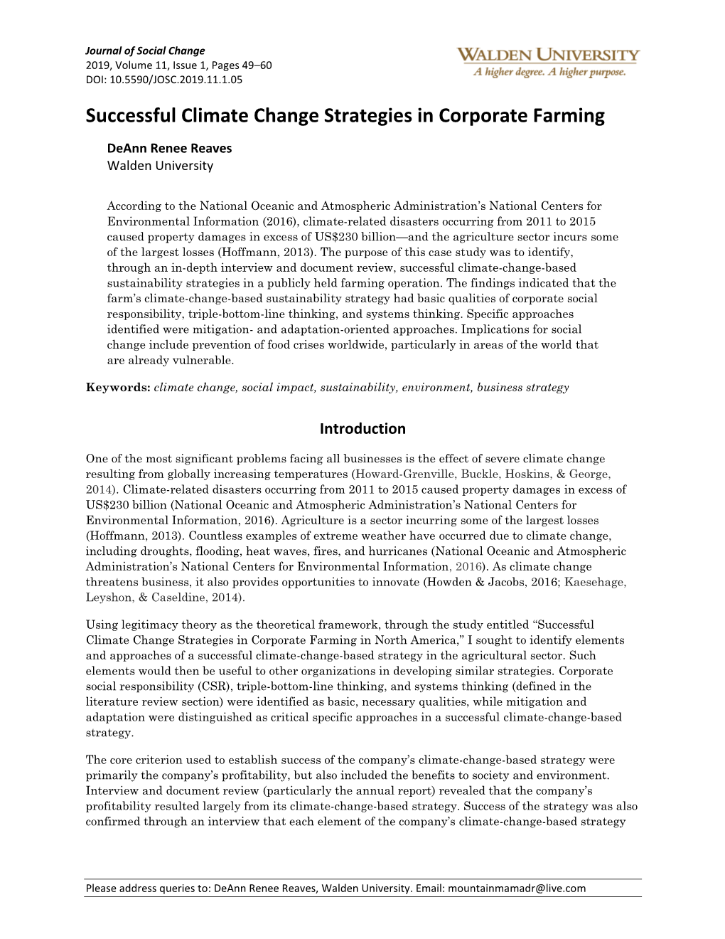 Successful Climate Change Strategies in Corporate Farming