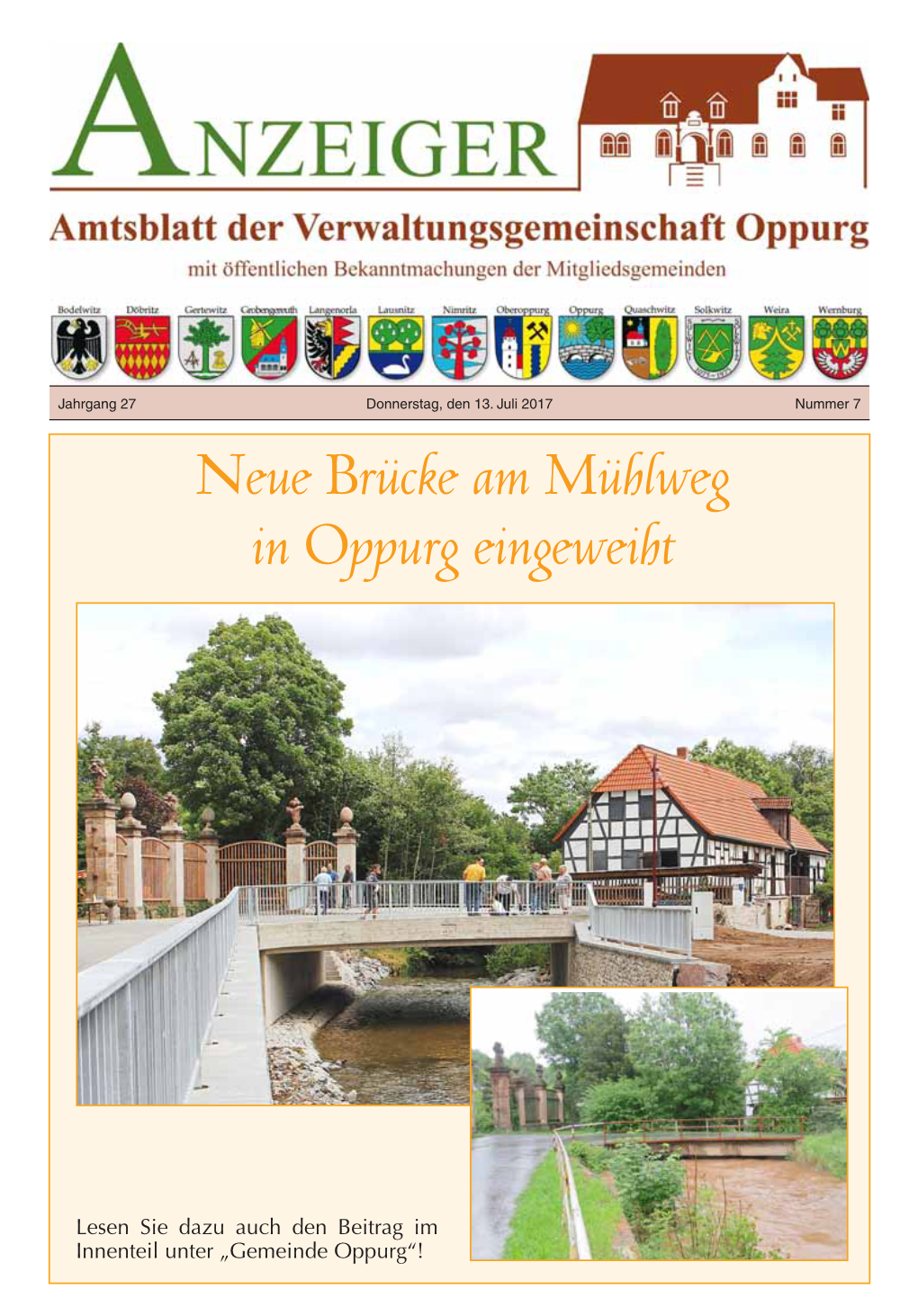 Neue Brücke Am Mühlweg in Oppurg Eingeweiht