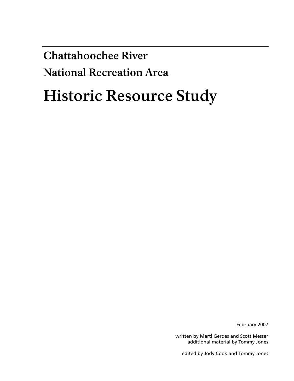 Chattahoochee River National Recreation Area Historic Resource Study