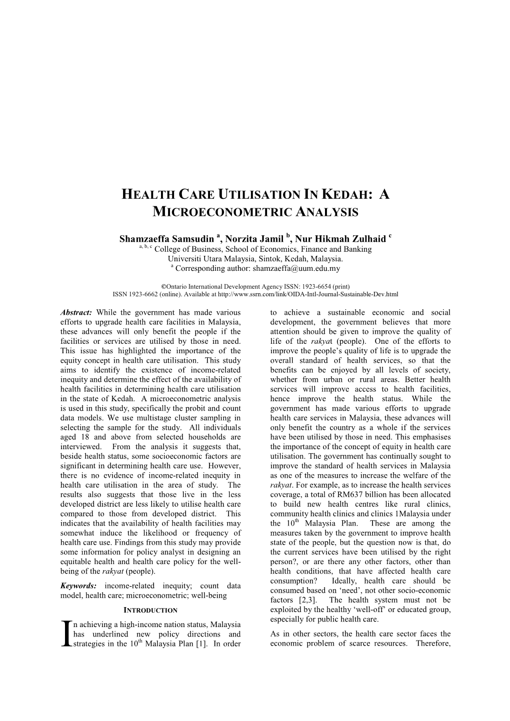 A Microeconometric Analysis