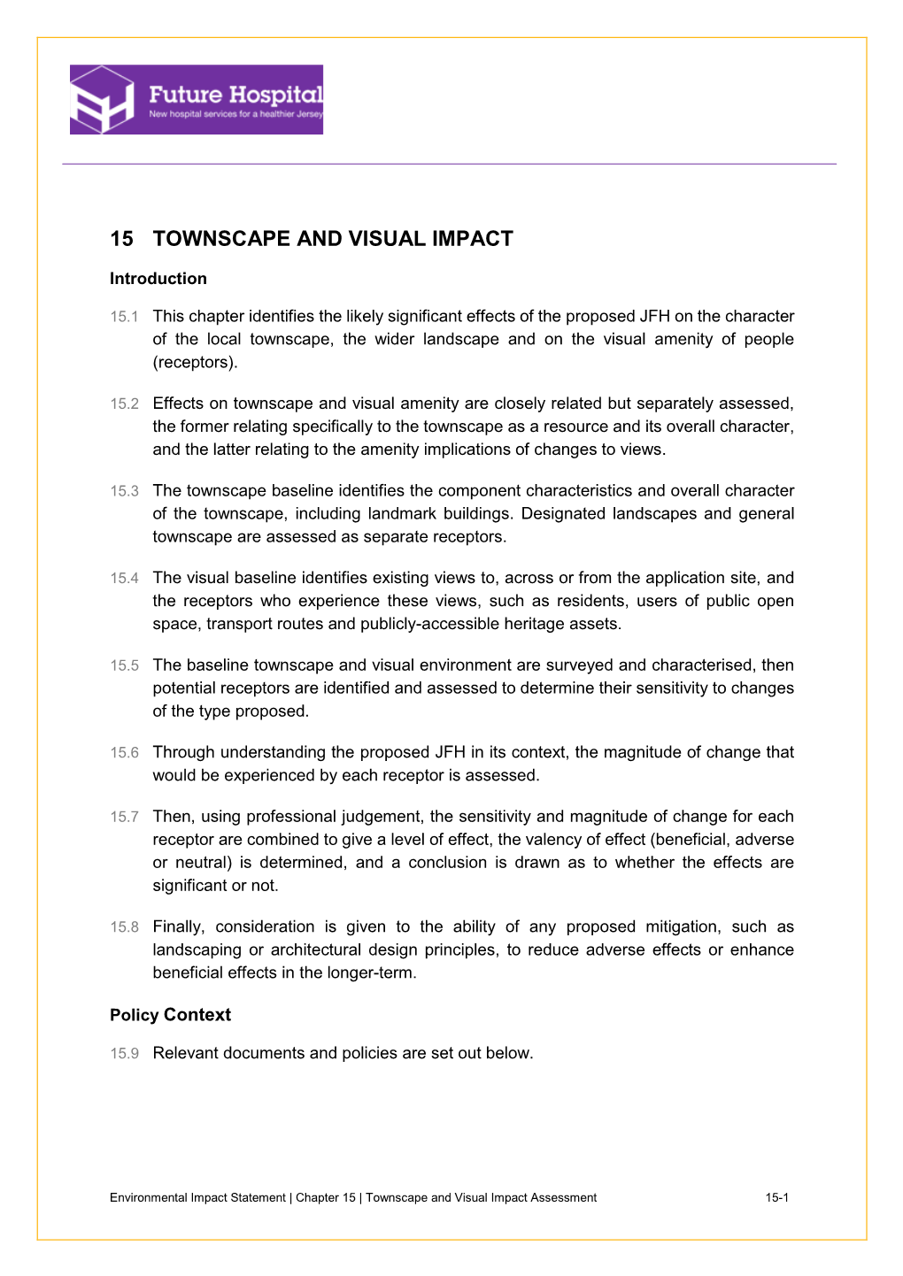 Environmental Inpact Statement Chapter 15: Townscape and Visual