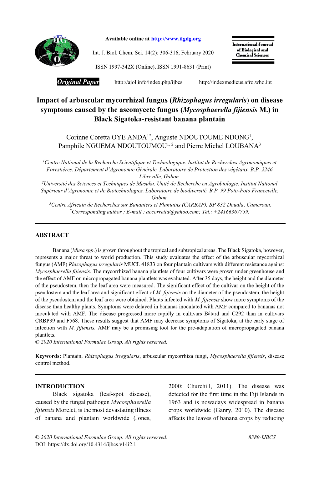 Impact of Arbuscular Mycorrhizal Fungus (Rhizophagus Irregularis)