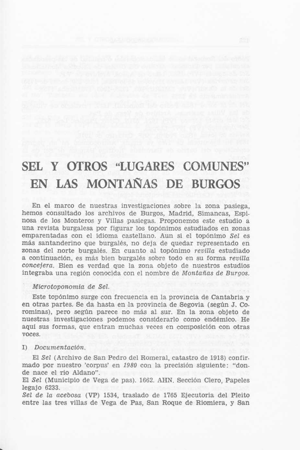 "Lugares Comunes" En Las Montañas De Burgos