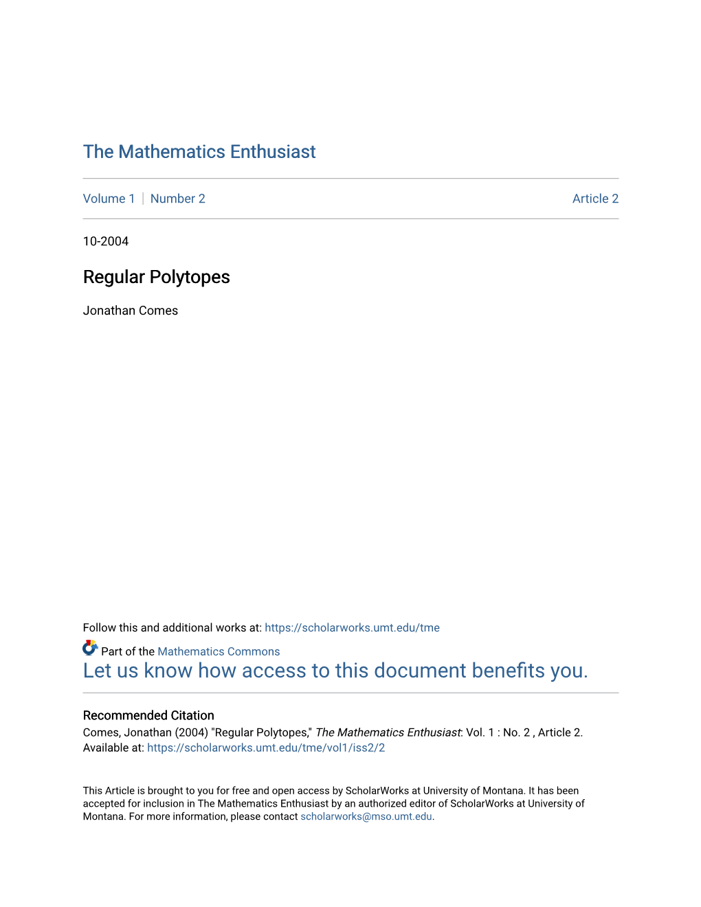 Regular Polytopes